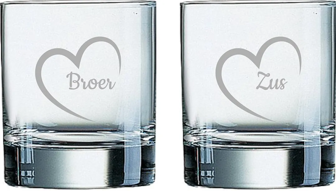 Arcoroc Gegraveerd Whiskeyglas 20cl Broer met hartje