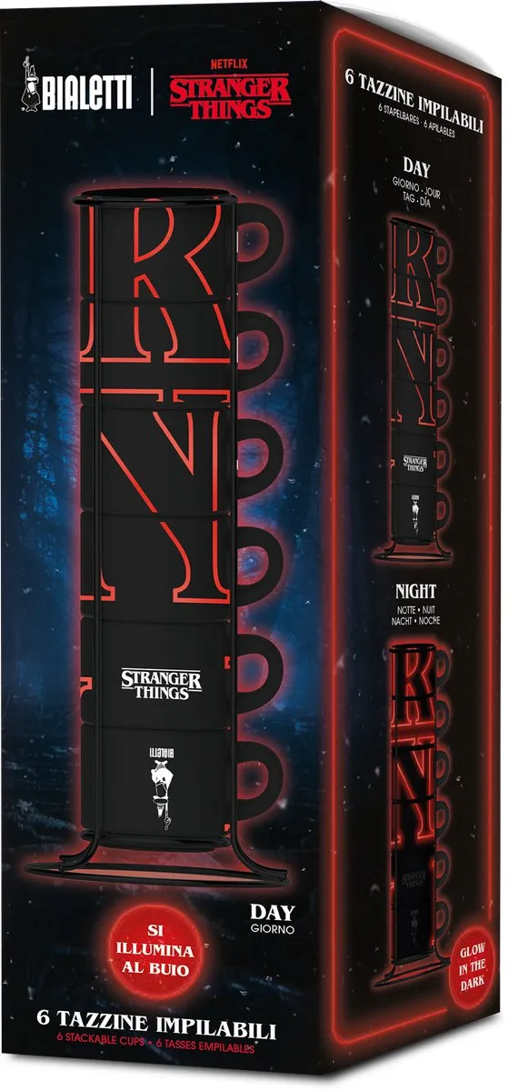 Bialetti Stranger Things Espressokopjes 80ml - 6 Stuks Glow-in-the-Dark