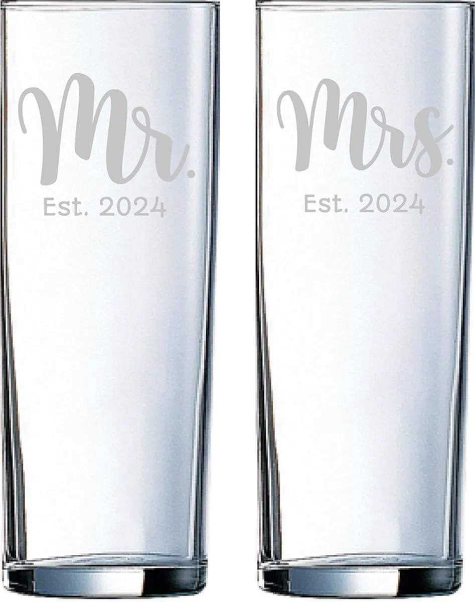 Arcoroc Gegraveerde Longdrinkglazen Set Mr. & Mrs. Hartje