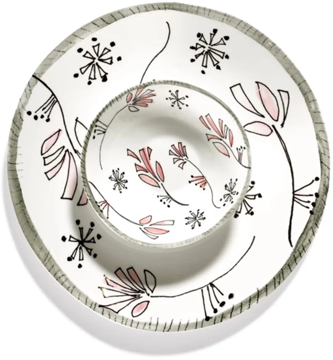 Serax Marni Midnight Flowers Fiore Rosa Bord - 28cm - Roze/Zwart