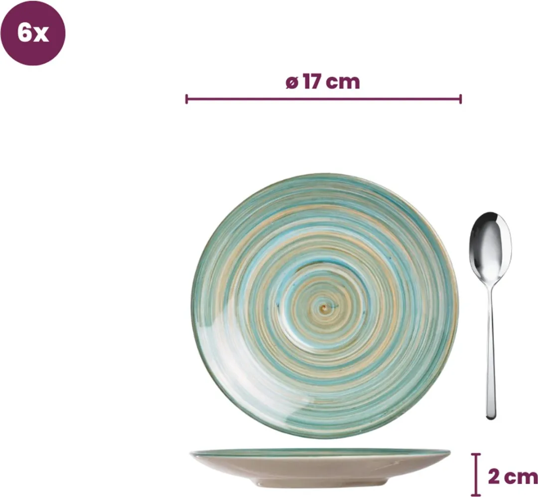 Cosy&Trendy Turbolino Schoteltjes 17cm Blauw - Set van 6
