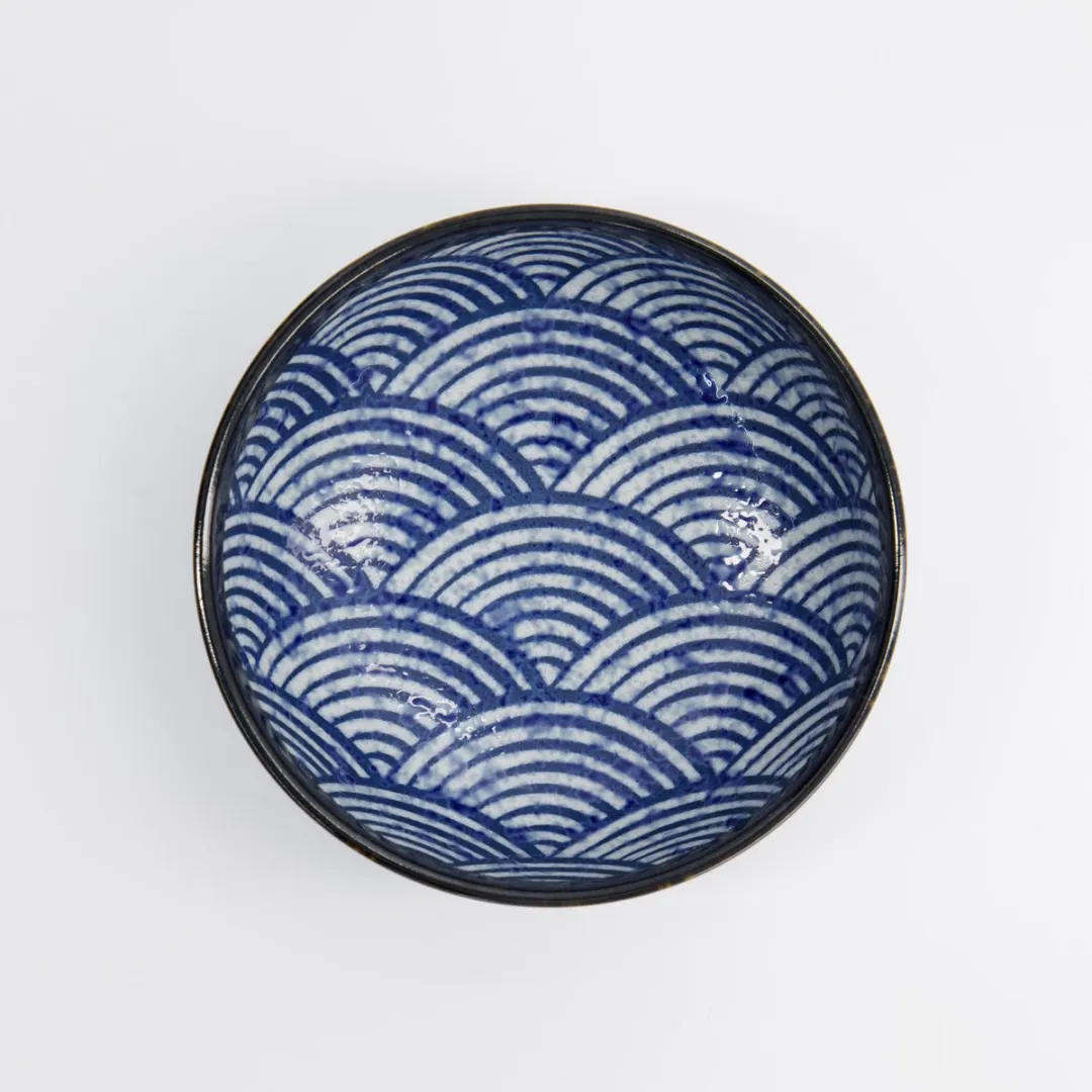 Tokyo Design Studio Aisai Seigaiha Rijstkom - 550ml - Blauw/Wit