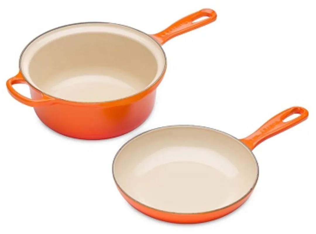 Le Creuset Gietijzer 2-IN-1 Steelpan 22cm - Oranje Rood
