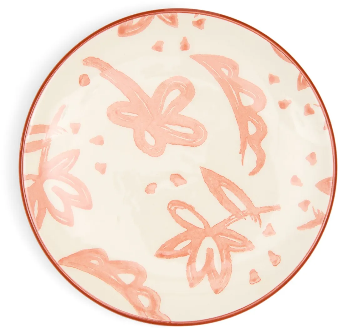 Riviera Maison Bella Flowers Gebaksbord Keramiek Rood 578180