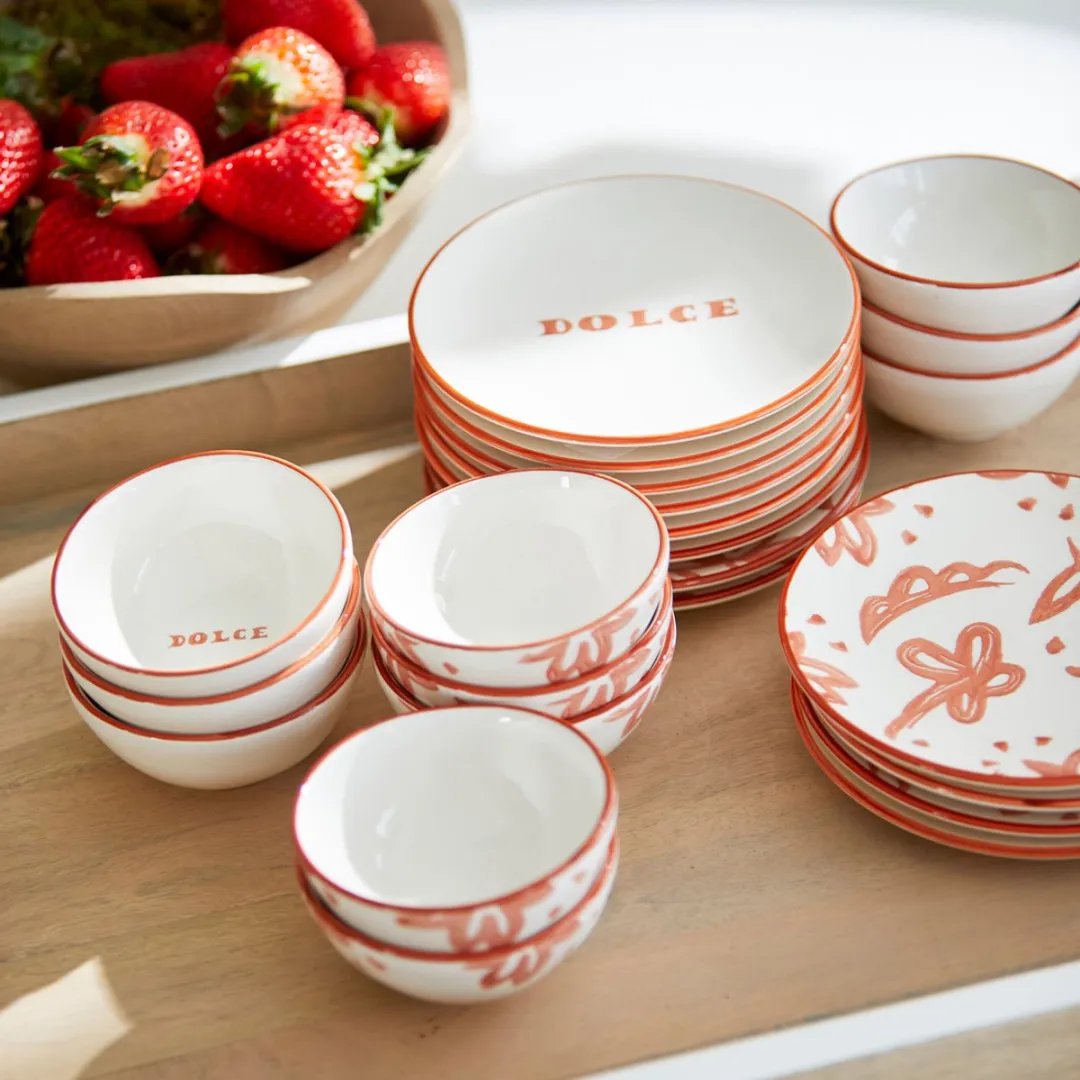 Riviera Maison Bella Flowers Gebaksbord Keramiek Rood 578180