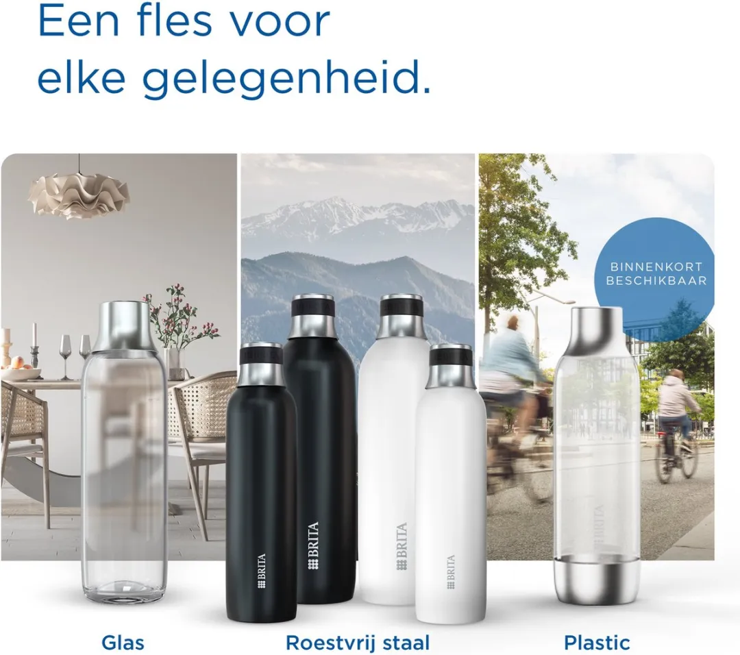 BRITA SodaTRIO Roestvrijstalen Fles 1L - Zwart
