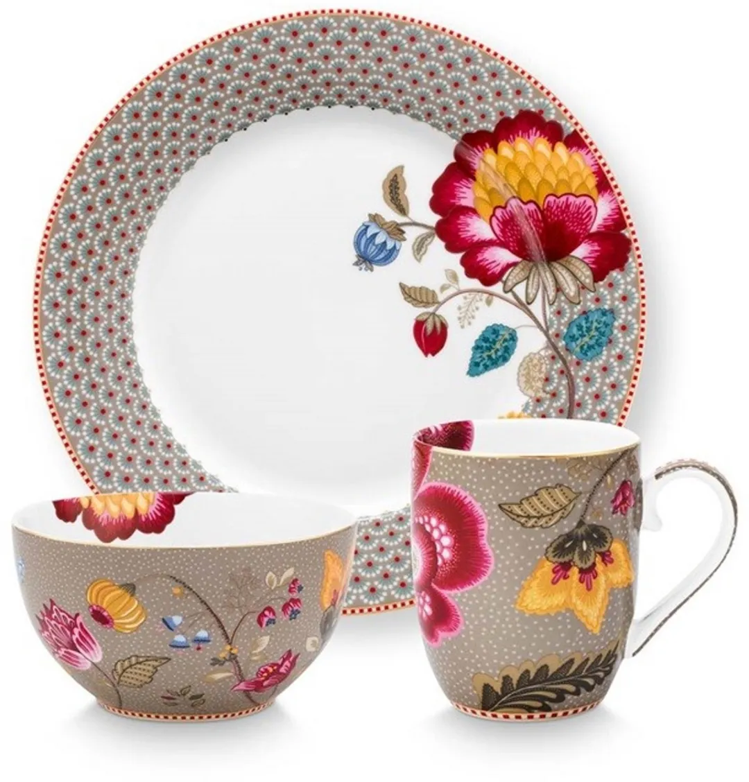 Pip Studio Ontbijtset Blooming Tales Fantasy - 3-delig - Porselein