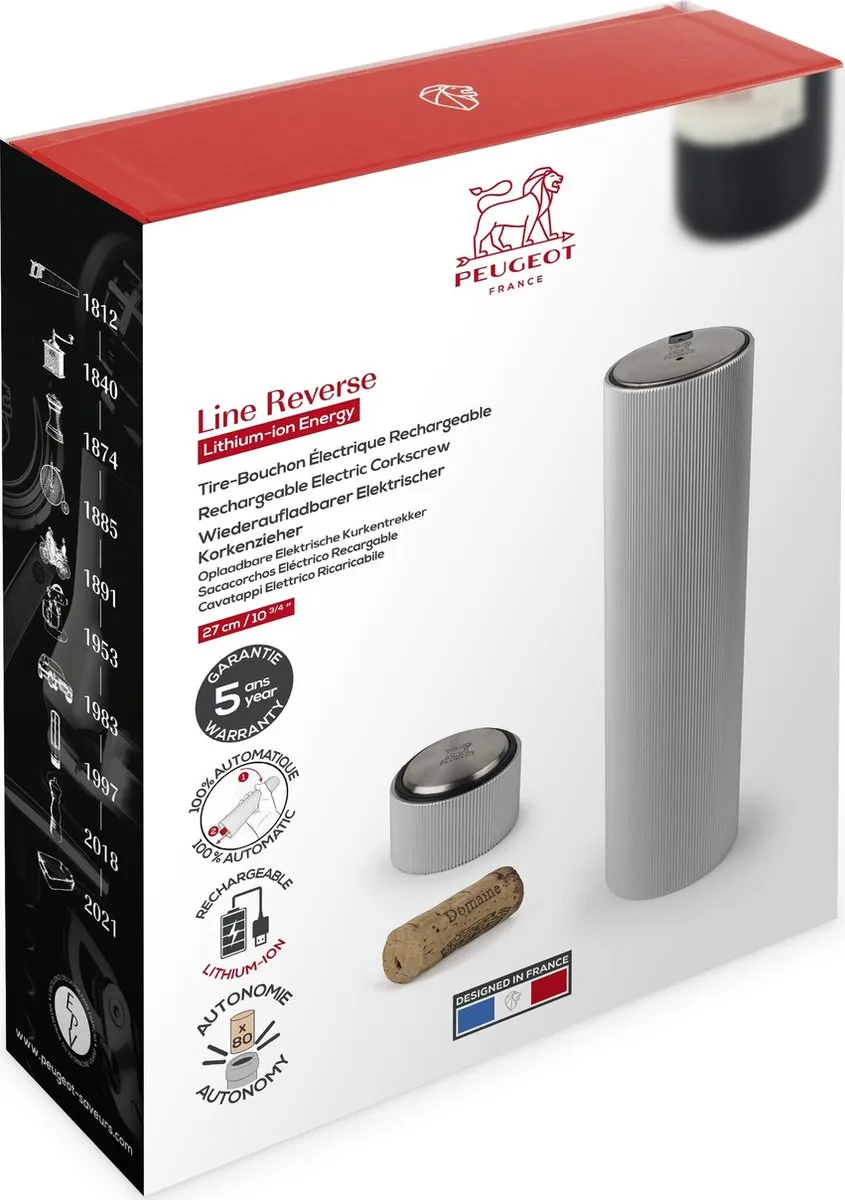 Peugeot Line Kurkentrekker 21cm Automatisch - Aluminium