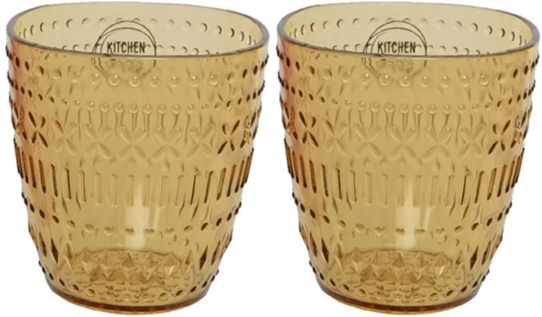Decoris Kunststof Bekers Geel 200ml - 12 Stuks
