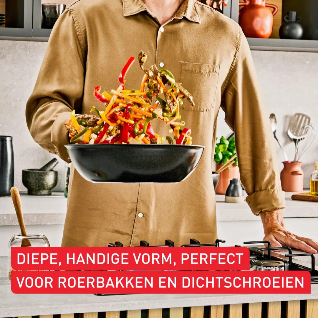 Tefal Experience Ceram Keramische Wokpan 28cm - Zwart