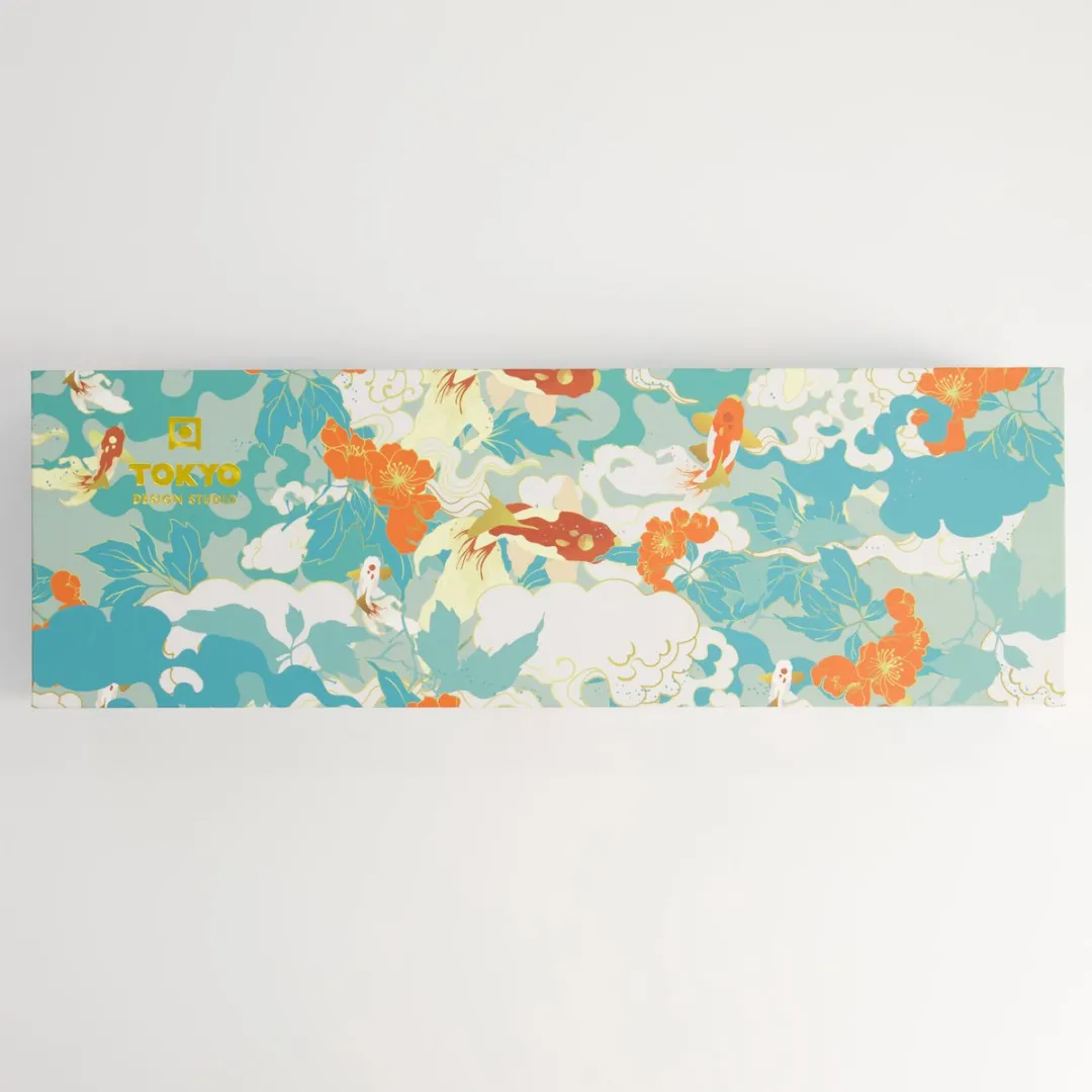 Tokyo Design Studio Kawaii Goudvis Theekopjes - 4 Stuks - 170ml - Rood/Blauw