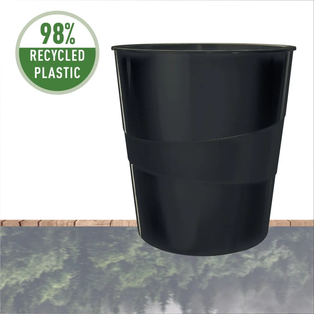 Leitz Recycle Prullenbak 15L - 98% Gerecycled Plastic - Zwart