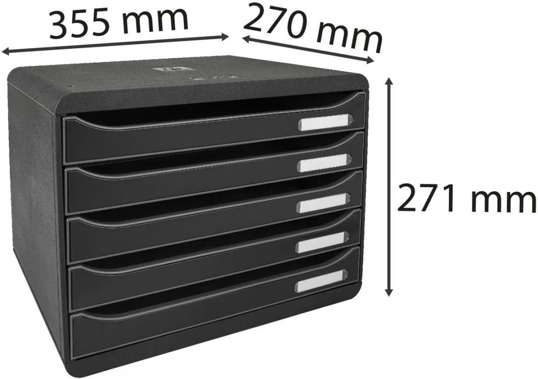 Exacompta Ladenbox Horizon Maxi 5 Vakken - Zwart Glossy - afbeelding 6 van 6