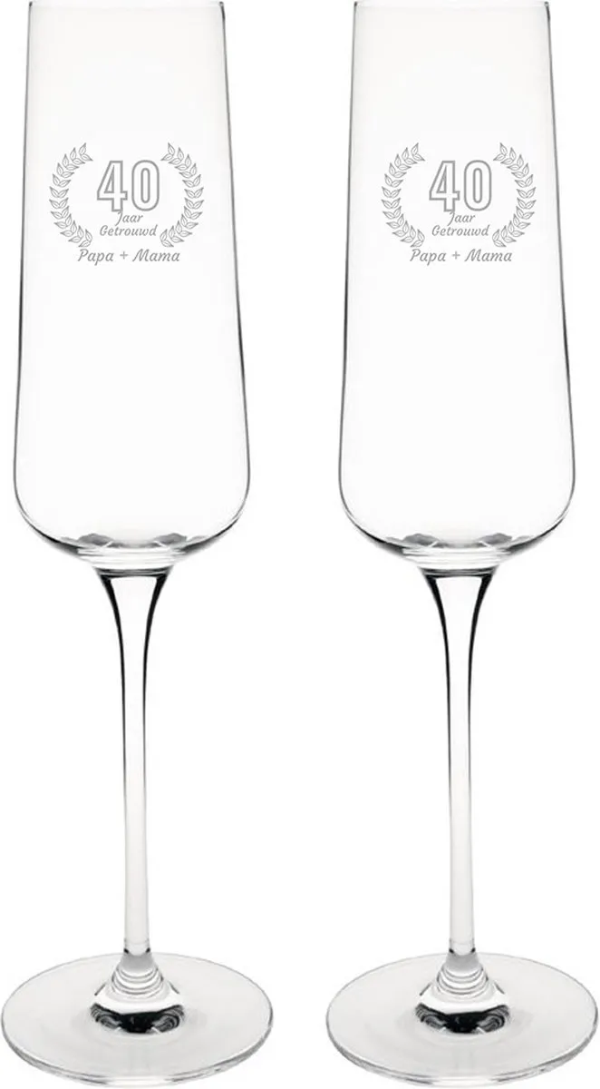 Olympia Gegraveerde Champagneglazen Set Papa + Mama 27cl