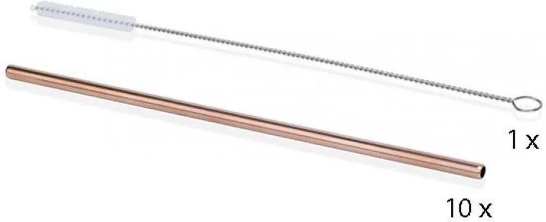 Cosy&Trendy STRAW SS STRAIGHT COPPER Rietjes - 10 Stuks - 21,4cm + Borstel 24cm