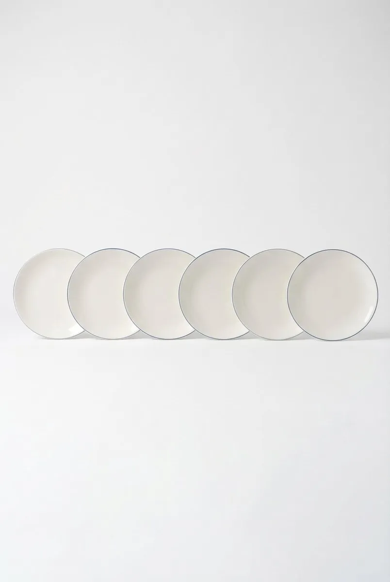 vtwonen Ontbijtbord 20cm Wit/Blauw Lijn