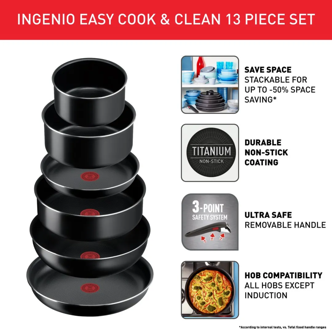 Tefal Ingenio Easy Cook & Clean L1549023 Pannenset - 13-delig - Zwart