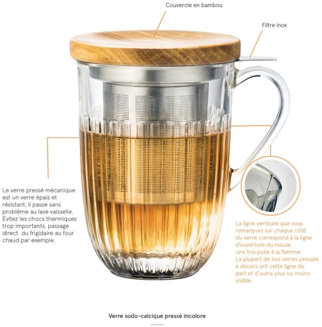La Rochère Ouessant Theeglas met filter en deksel 40cl - JA640401 - afbeelding 6 van 6