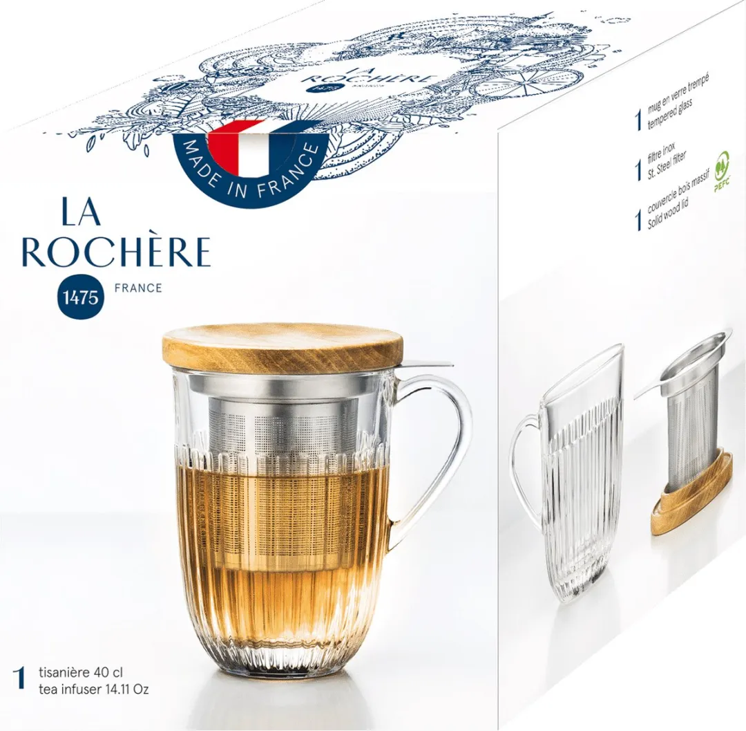 La Rochère Ouessant Theeglas met filter en deksel 40cl - JA640401