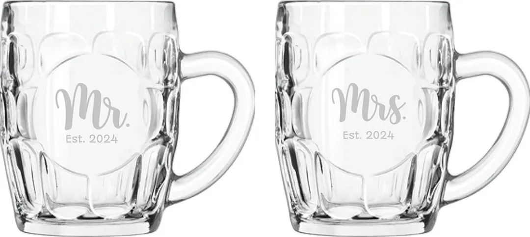 Libbey Mr. & Mrs. Est. 2024 Gegraveerde Bierpullen