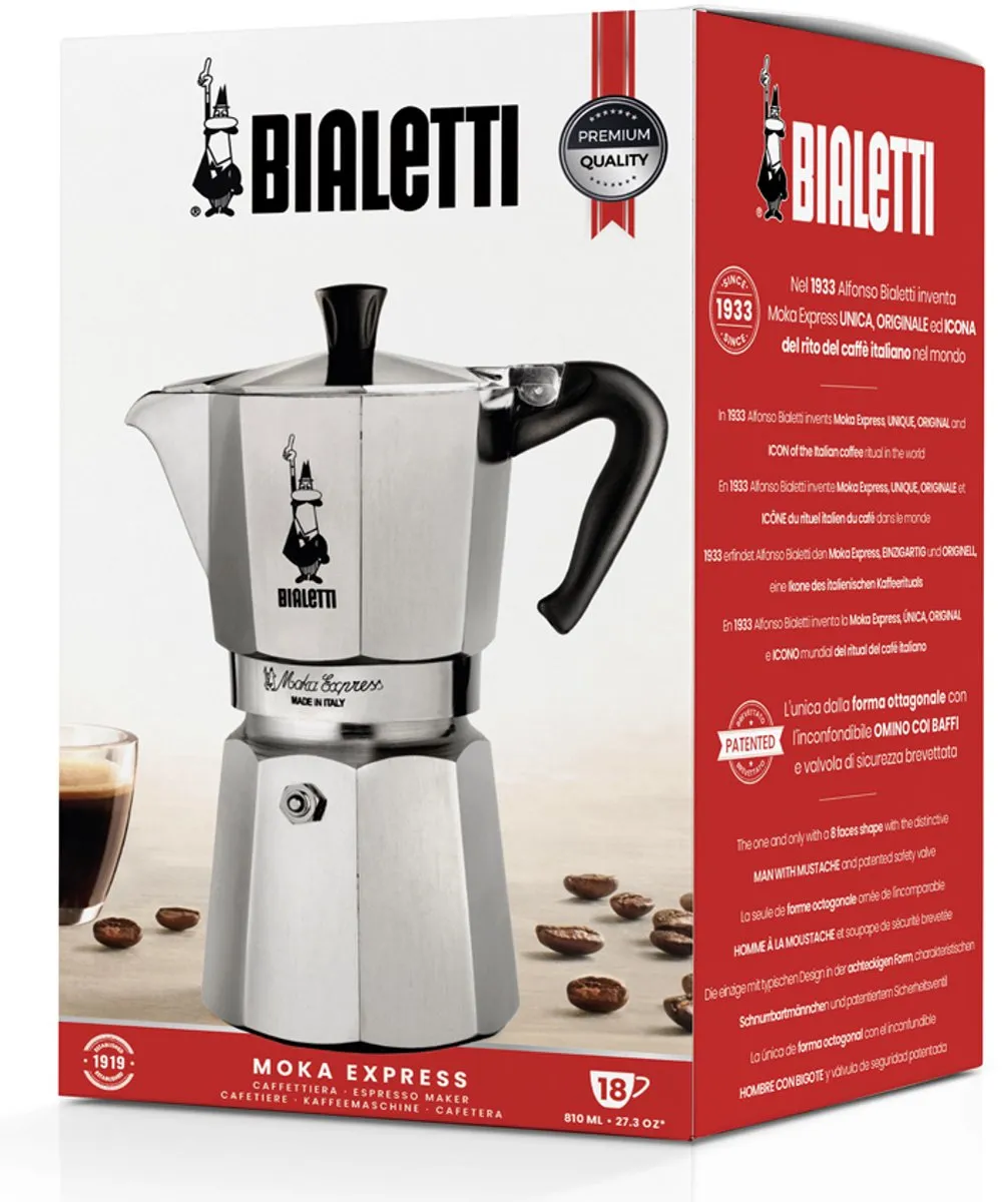 Bialetti Moka Express 18 Kops - Aluminium 810ml