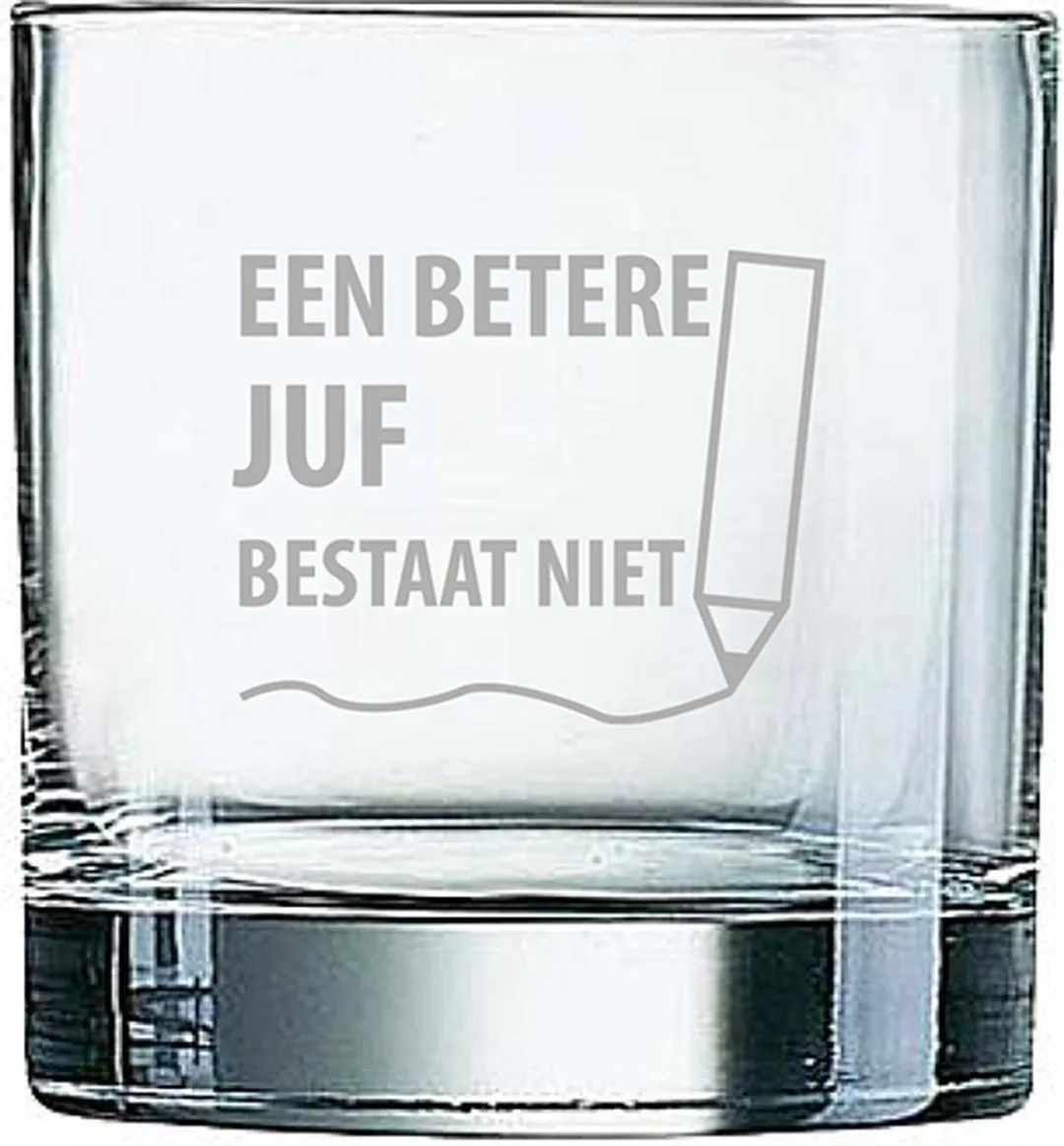 Arcoroc Juf Potlood Gegraveerd Whiskeyglas 38cl