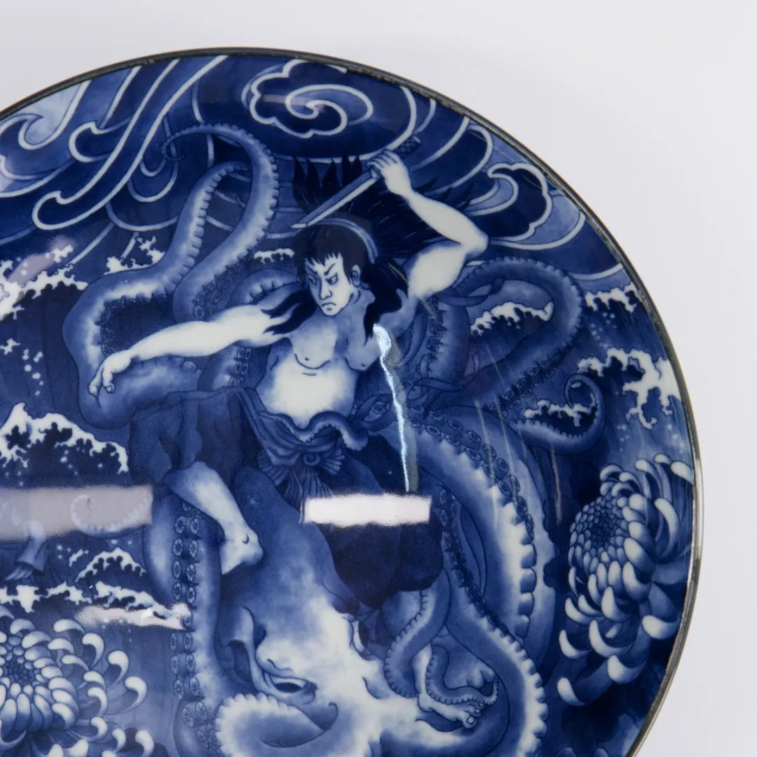 Tokyo Design Studio Yakuza Octopus Ramen Bowl - 1600ml - Blauw/Wit