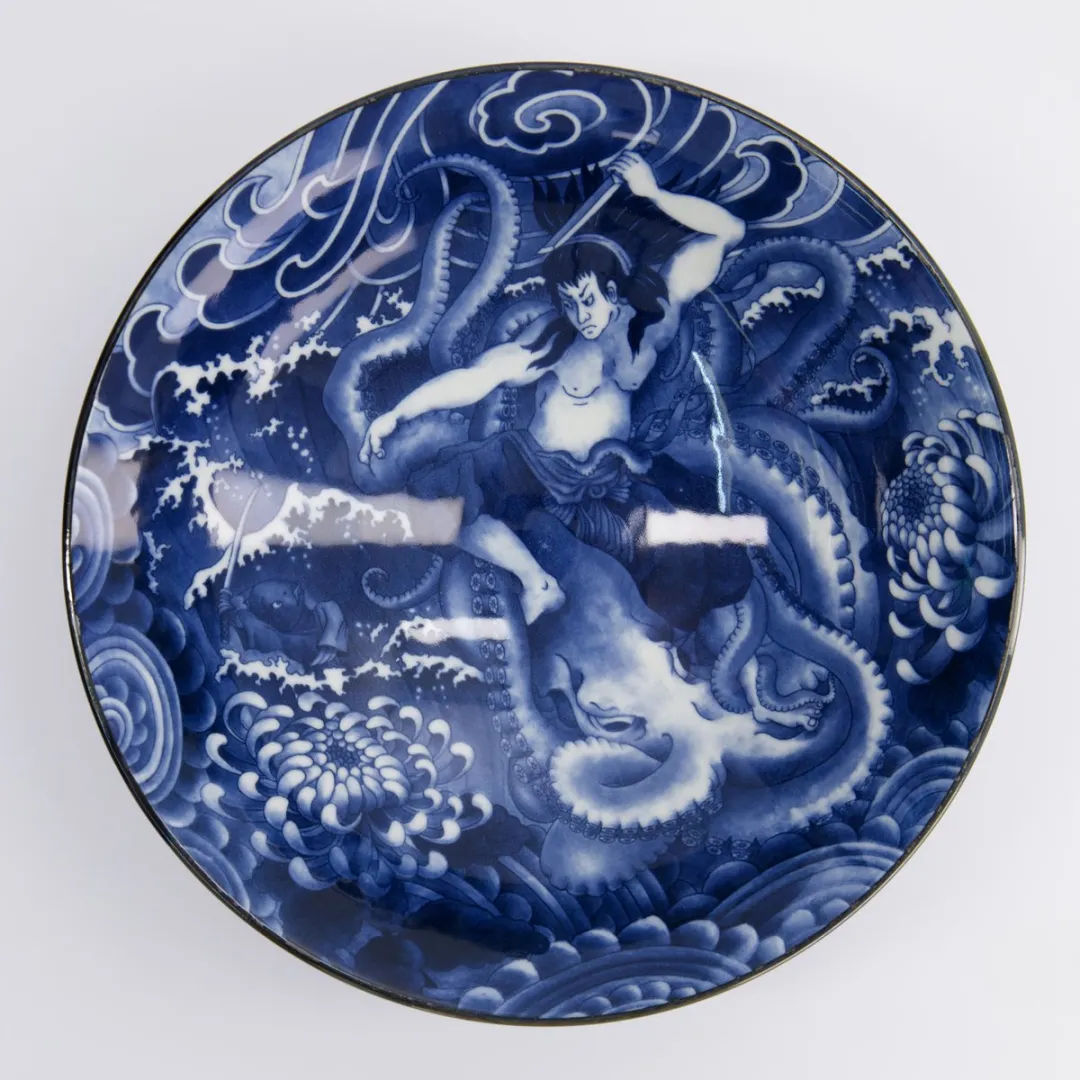 Tokyo Design Studio Yakuza Octopus Ramen Bowl - 1600ml - Blauw/Wit