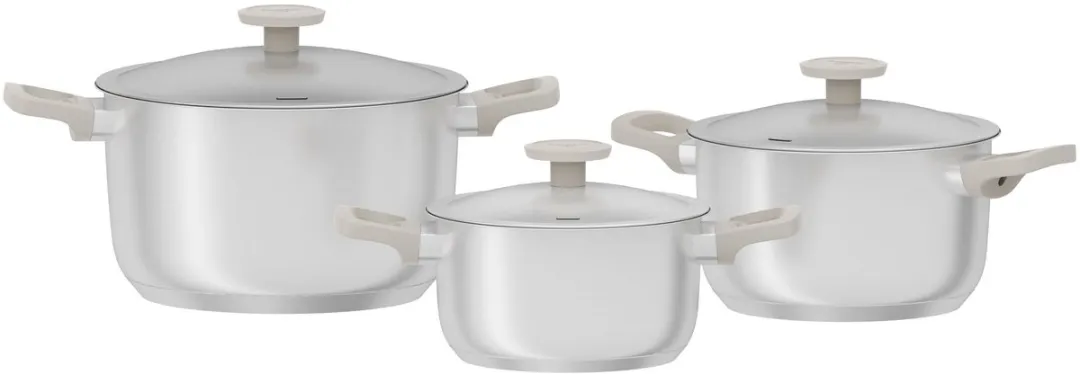 BergHOFF LEO 6-delige Kookpottenset 3 Stuks - PFAS-vrij - Grijs