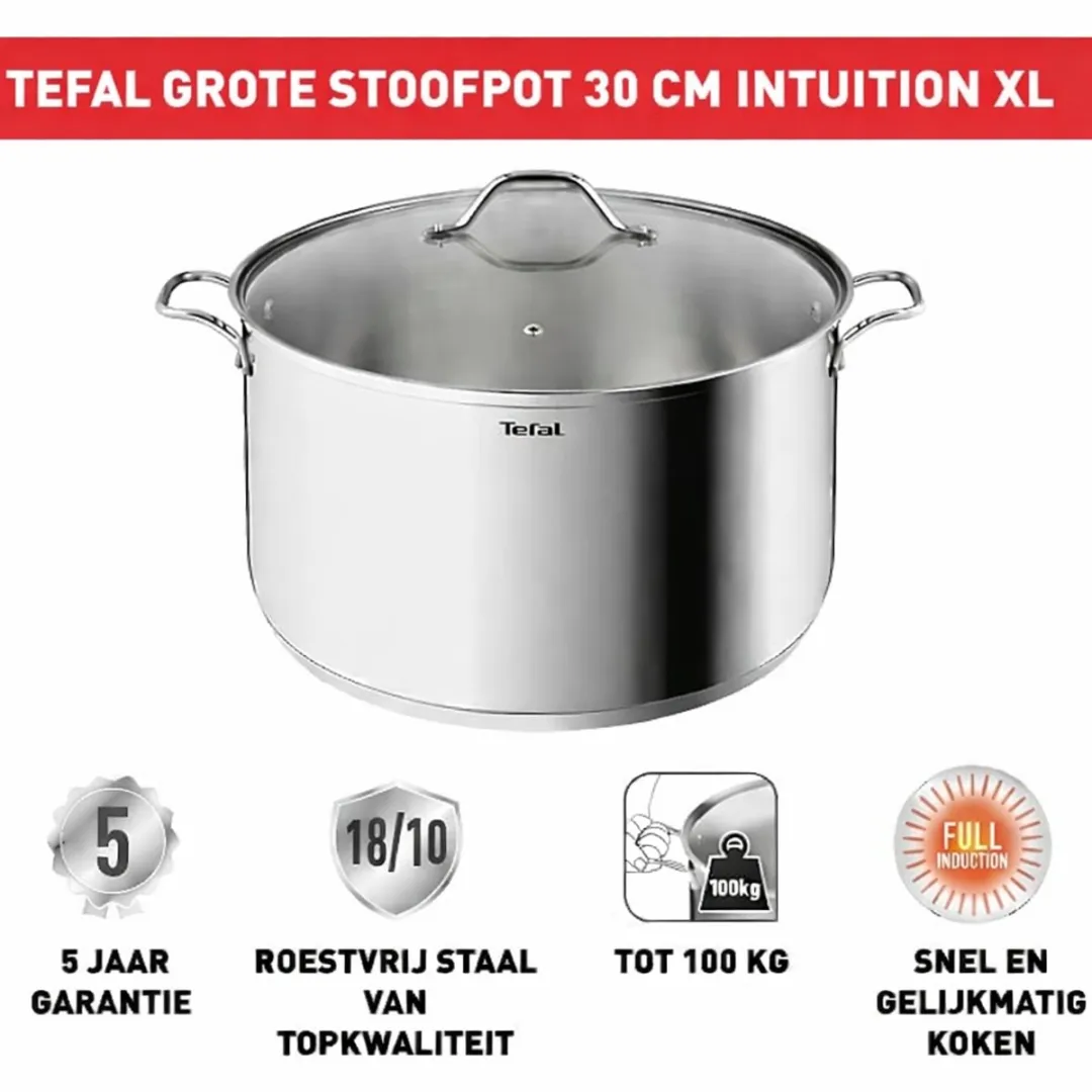 Tefal Intuition XL Kookpan 30cm 12L - Inductie - RVS - afbeelding 3 van 3