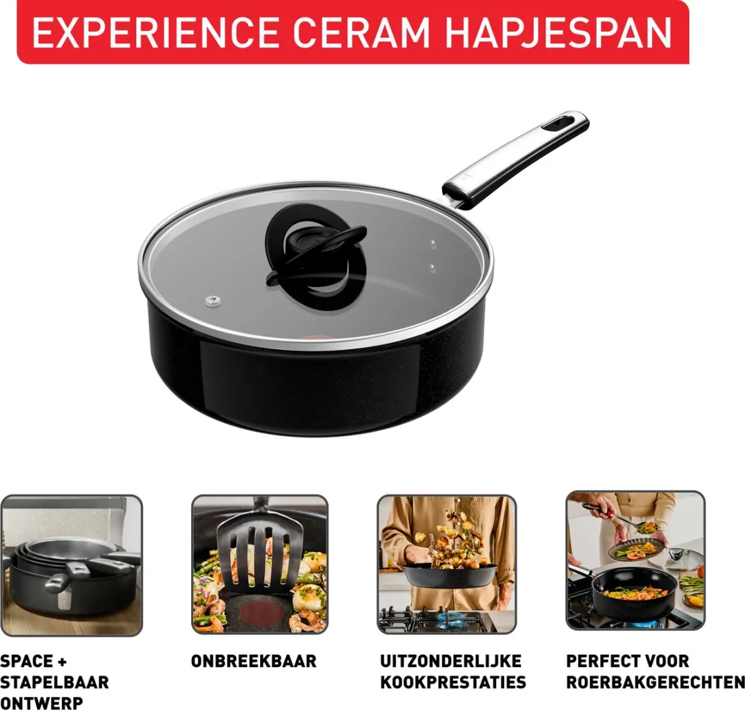 Tefal Experience Ceram G2133223 Keramische Hapjespan 24cm - Zwart