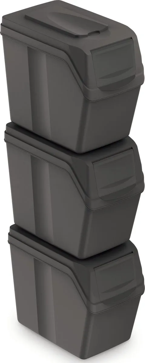 Prosperplast ISWB20S3-405U Afvalscheidingprullenbak 3-delig - 25L Grijs
