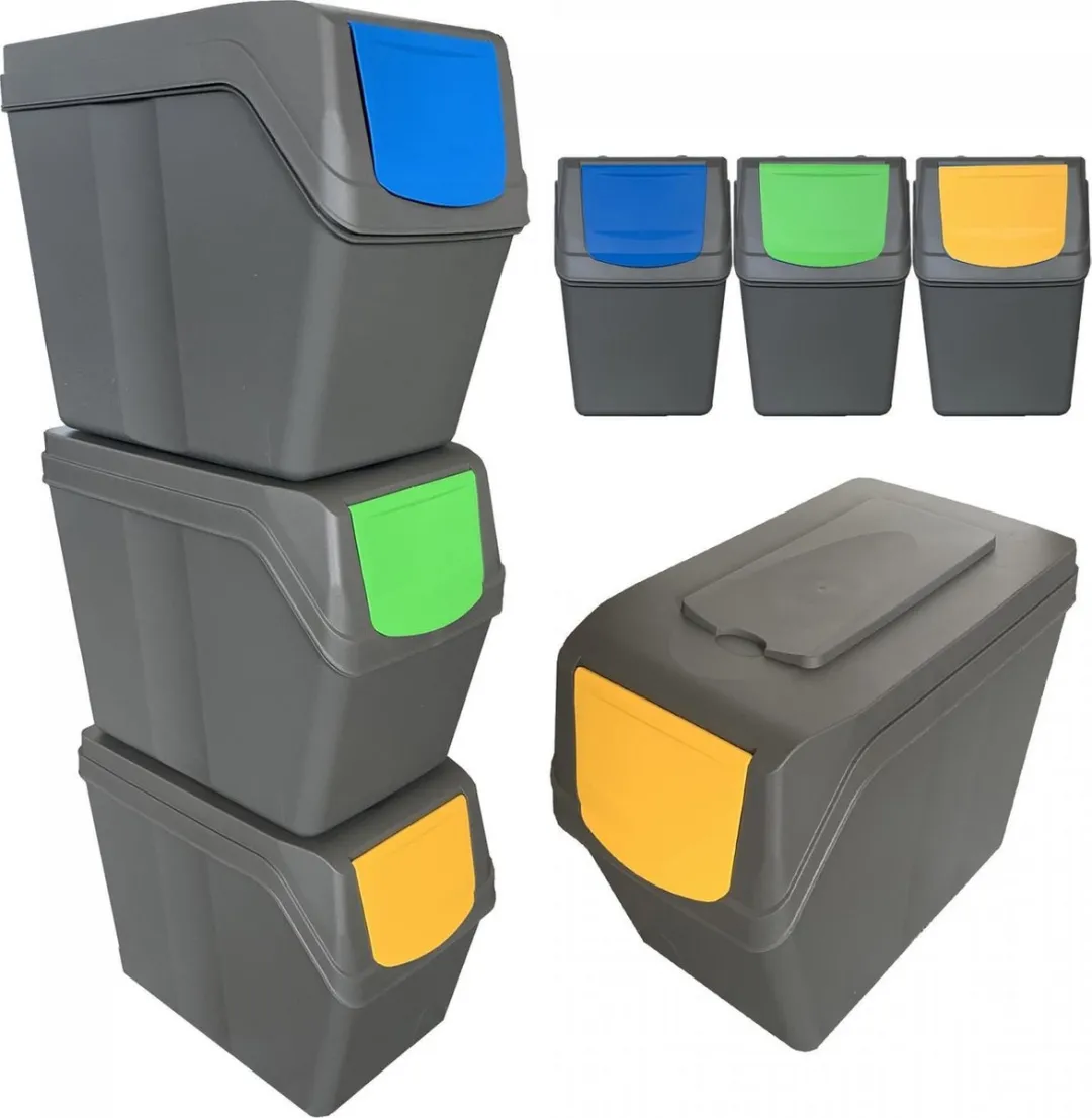 Prosperplast ISWB20S3-405U Afvalscheidingprullenbak 3-delig - 25L Grijs