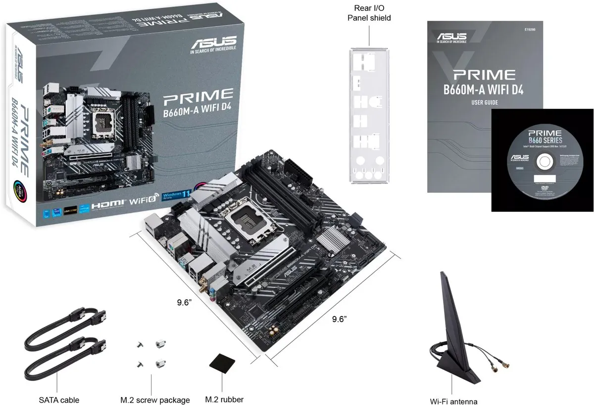 ASUS PRIME B660M-A WIFI D4 Moederbord - Micro-ATX - Socket 1700