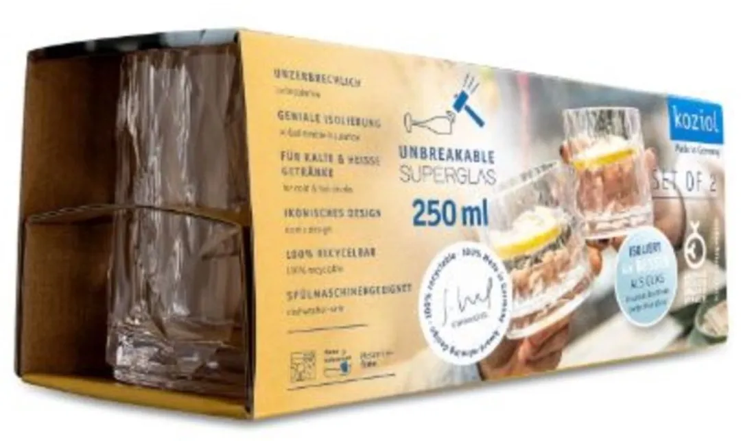 Koziol Whiskyglas Club No. 2 250ml - Set van 2