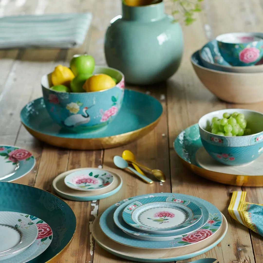 Pip Studio Blushing Birds Ontbijtborden - 6 Stuks - 21cm - Blauw