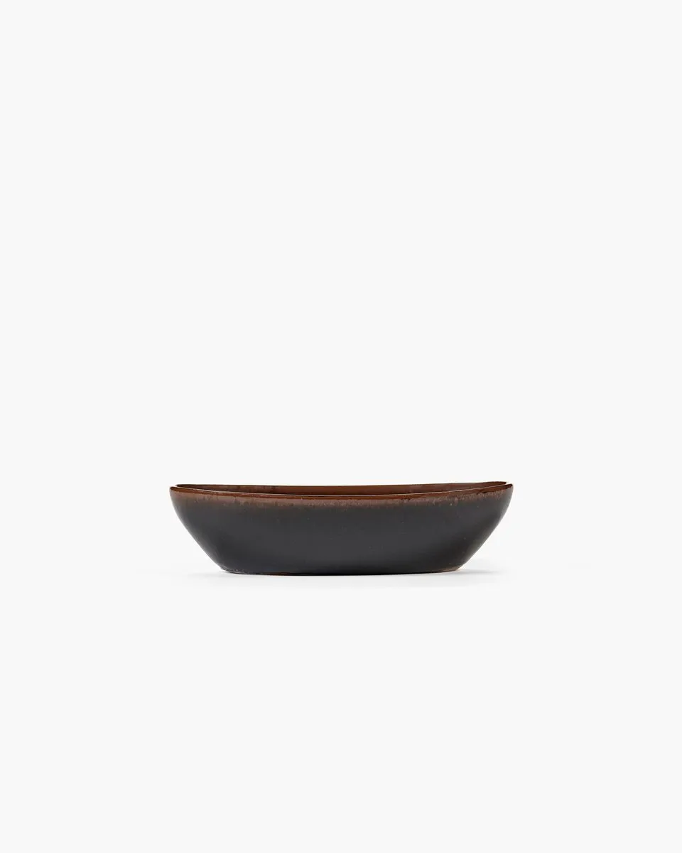 Serax Uncharted Out of Lines Ovale Bowl 23x12cm - Donkerbruin