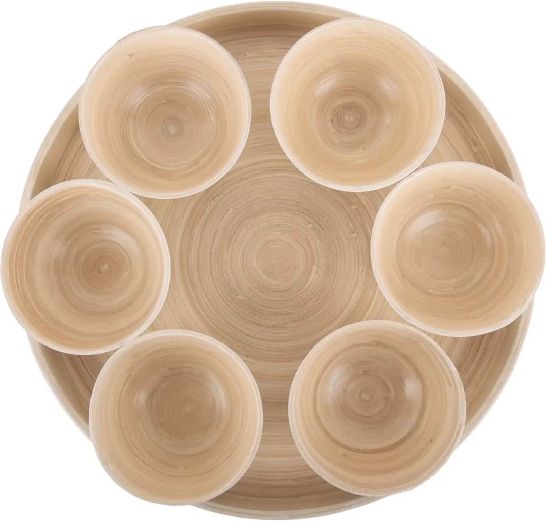 Present Time Puro Schaal Tray Rond - 32x32x6cm - Bamboe