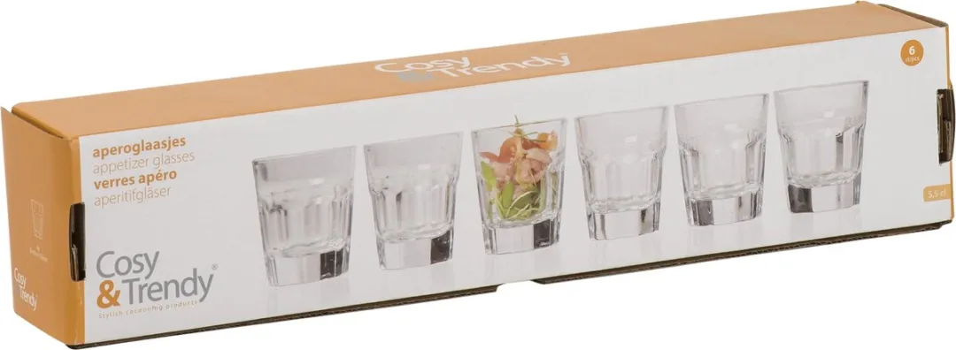 Cosy&Trendy Welcome Apero Glass Set 6 Stuks - 5,5cl Transparant