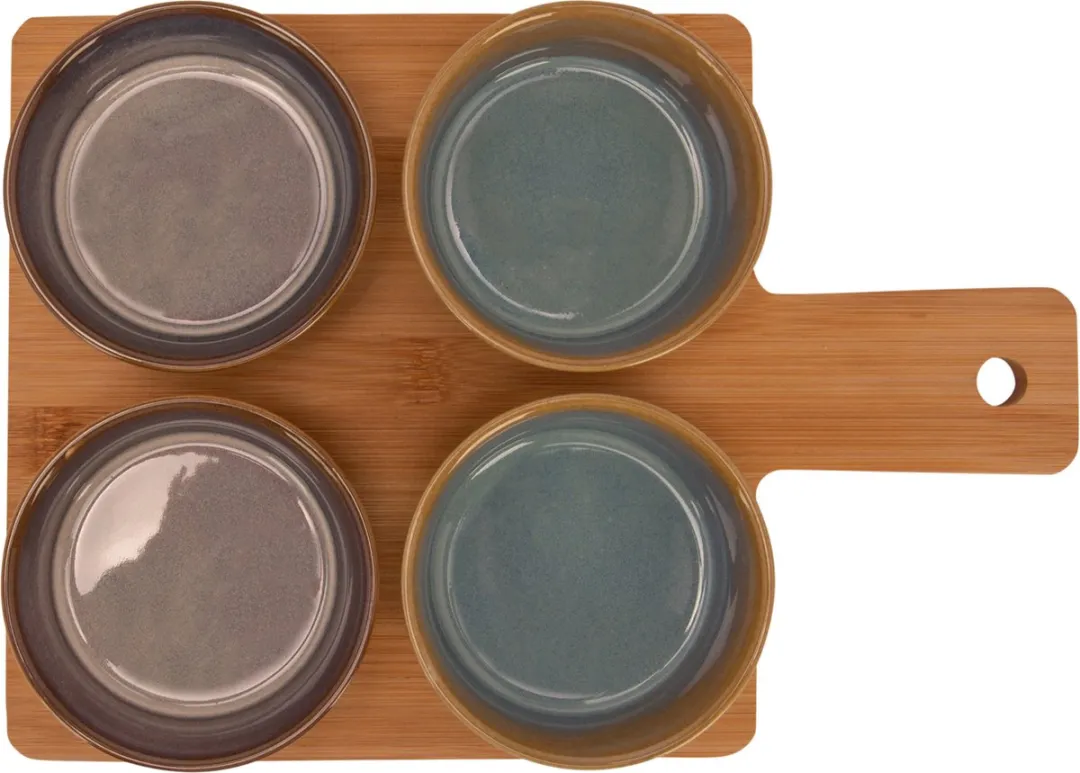 Cosy&Trendy Serveerplank Bamboe - 5x met 20 Schaaltjes Multi