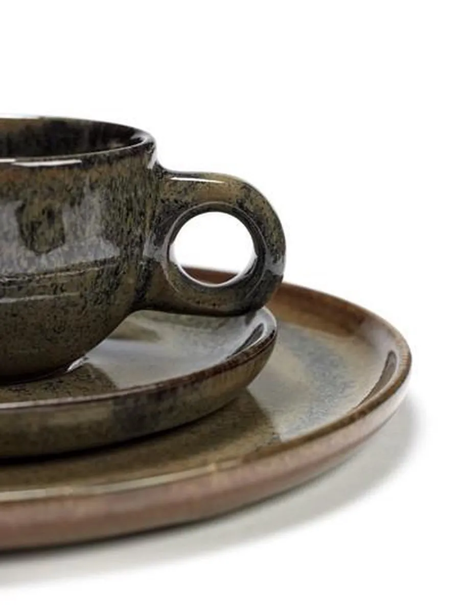 Serax Sergio Herman Surface Koffiekop + Schotel 13cm - Indi Grijs - 4 Stuks