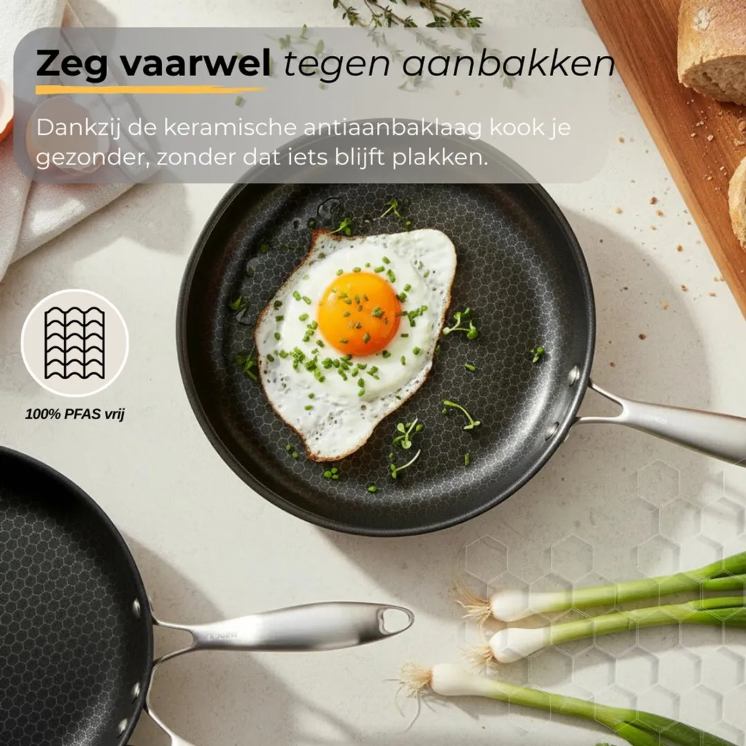 Morelia Koekenpan 24cm - Inductie/Gas - Keramische laag - Zwart