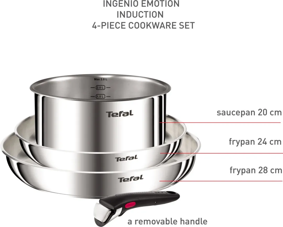 Tefal Ingenio Emotion L896S453 Pannenset - 4-delig - Zilver
