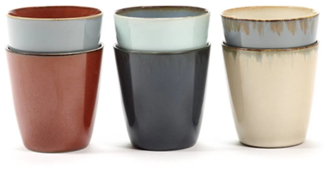 Serax Terres de Rêves Bekers Conisch S - Ø7cm - Rust/Dark Blue - 8 Stuks