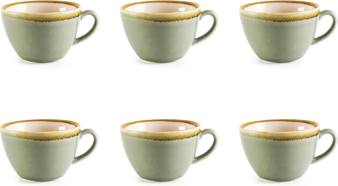 Olympia Kiln Cappuccino Koppen - Mosgroen 34cl - Set van 6