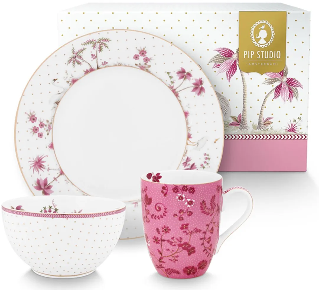 Pip Studio Ontbijtset 3-delig Roze Porselein