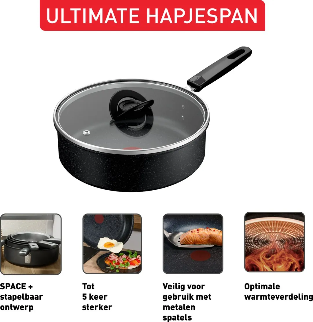 Tefal Ultimate Hapjespan Ø24cm - Inductie - Zwart