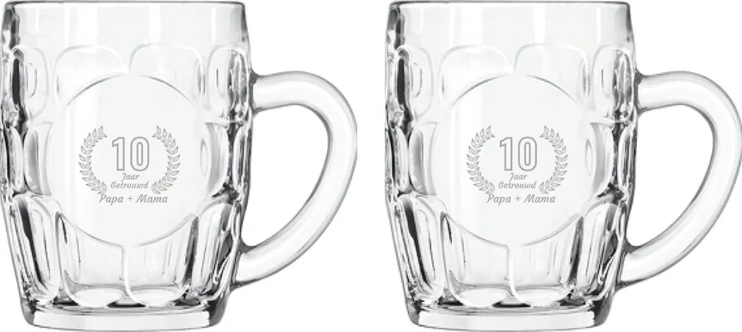 Libbey Gegraveerde Bierpullen 55cl Papa & Mama