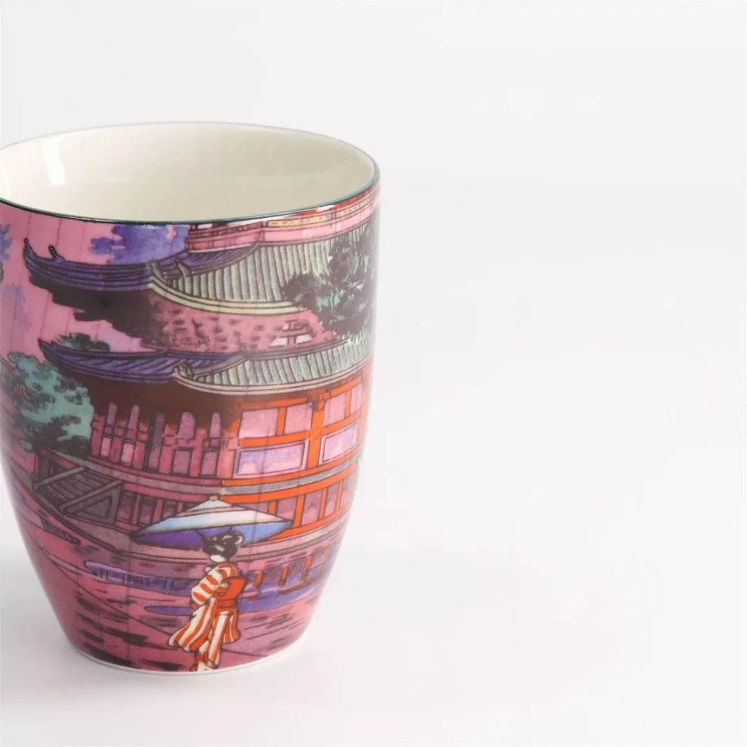 Tokyo Design Studio Kawaii Vinted Mok Temple - 380ml - Roze/Zwart