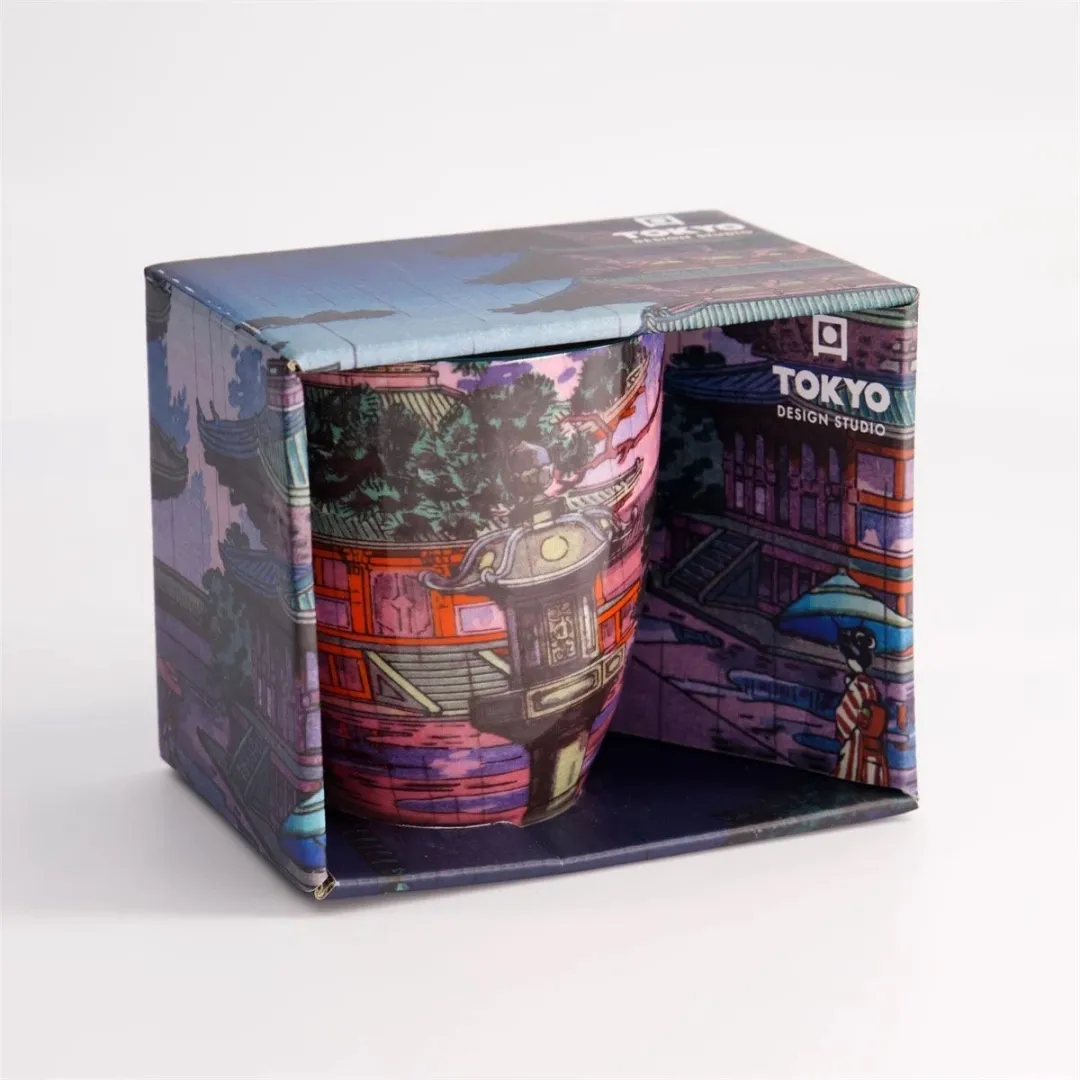 Tokyo Design Studio Kawaii Vinted Mok Temple - 380ml - Roze/Zwart